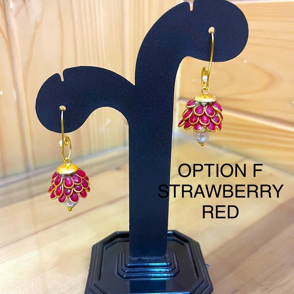 Ethnic Versatile Dangling Earrings w/ Stonework and Pearls - In Many Colors! - Picture 11 of 16